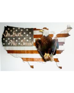 3-D In God We Trust Usa   Vintage Sign, 3-D, Metal Sign, Wall Art, 35 X 21 Inches