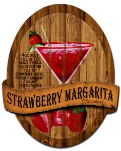 3-D Strawberry Margarita , Food & Drink, Metal Sign, Wall Art, 13 X 16 Inches