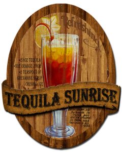 3-D Tequila Sunrise , 3-D, Metal Sign, Wall Art, 13 X 16 Inches