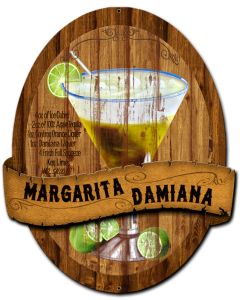 3-D Margarita Damiana , Food & Drink, Metal Sign, Wall Art, 13 X 16 Inches