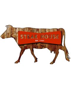 3-D Steakhouse  Vintage Sign, 3-D, Metal Sign, Wall Art, 30 X 18 Inches