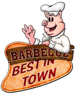3-D Barbecue Best In Town  Vintage Sign, 3-D, Metal Sign, Wall Art, 22 X 26 Inches