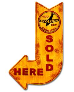 400 Aviation Dry Sold Here Arrow, Aviation, Metal Sign, Wall Art, 15 X 24 Inches