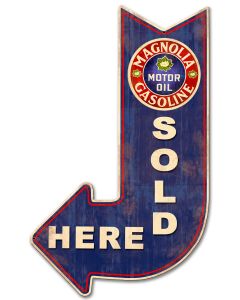 Magnolia Gasoline Sold Here Arrow, Oil & Petro, Metal Sign, Wall Art, 15 X 24 Inches
