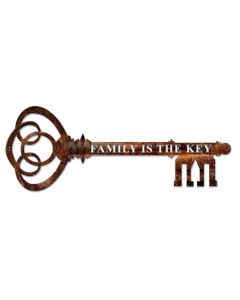 Family Is The Key, Home & Garden, Metal Sign, Wall Art, 30 X 11 Inches