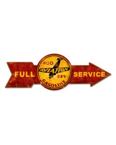 Full Service 400 Aviation Dry Gasoline, Oil & Petro, Metal Sign, Wall Art, 32 X 11 Inches