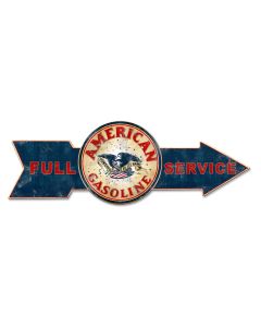 Full Service American Gasoline, Oil & Petro, Metal Sign, Wall Art, 32 X 11 Inches