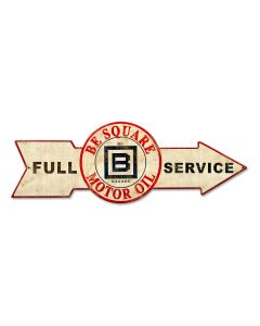 Full Service Be Square Motor Oil, Oil & Petro, Metal Sign, Wall Art, 32 X 11 Inches