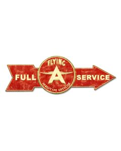 Full Service Flying A, Oil & Petro, Metal Sign, Wall Art, 32 X 11 Inches