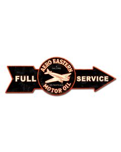 Full Service Aero Eastern Motor Oil, Oil & Petro, Metal Sign, Wall Art, 32 X 11 Inches