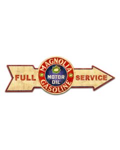 Full Service Magnolia Gasoline, Oil & Petro, Metal Sign, Wall Art, 32 X 11 Inches