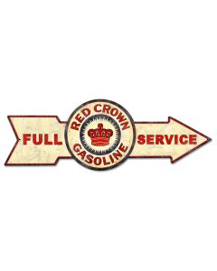 Full Red Crown Gasoline, Oil & Petro, Metal Sign, Wall Art, 32 X 11 Inches