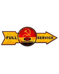 Full Service Russian Oil Products, Oil & Petro, Metal Sign, Wall Art, 32 X 11 Inches