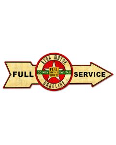 Full Service Star Motor Gasoline, Oil & Petro, Metal Sign, Wall Art, 32 X 11 Inches