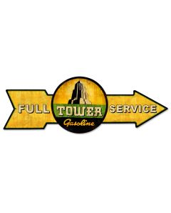 Full Service Tower Gasoline, Oil & Petro, Metal Sign, Wall Art, 32 X 11 Inches