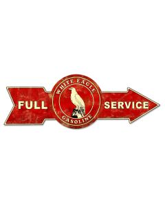 Full Service White Eagle Gasoline, Oil & Petro, Metal Sign, Wall Art, 32 X 11 Inches