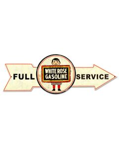 Full Service White Rose Gasoline, Oil & Petro, Metal Sign, Wall Art, 32 X 11 Inches