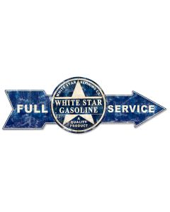 Full Service White Star Gasoline, Oil & Petro, Metal Sign, Wall Art, 32 X 11 Inches