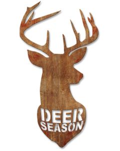 Deer Season Vintage Silhoutee, Home & Garden, Metal Sign, Wall Art, 11 X 22 Inches