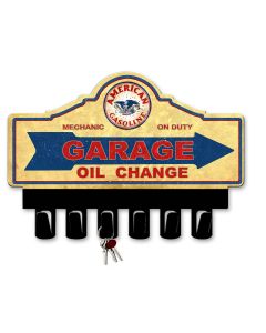 American Gas Key Hanger Vintage Sign, Oil & Petro, Metal Sign, Wall Art, 14 X 10 Inches