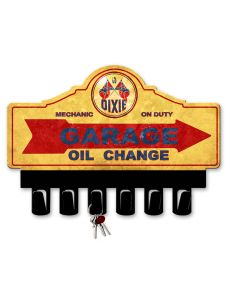 Dixie Gasoline Key Hanger Vintage Sign, Oil & Petro, Metal Sign, Wall Art, 14 X 10 Inches