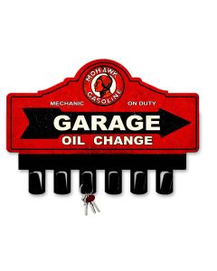 Mohawk Gasoline Key Hanger Vintage Sign, Oil & Petro, Metal Sign, Wall Art, 14 X 10 Inches