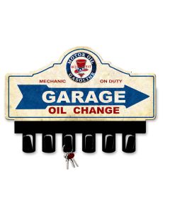 Motor Oil Gasoline Key Hanger Vintage Sign, Oil & Petro, Metal Sign, Wall Art, 14 X 10 Inches