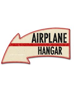Airplane Hangar Arrow Vintage Sign, Aviation, Metal Sign, Wall Art, 26 X 14 Inches