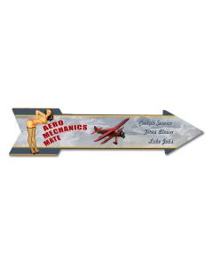 Aero Mechanics Mate Full Service Arrow Vintage Sign, Aviation, Metal Sign, Wall Art, 30 X 7 Inches