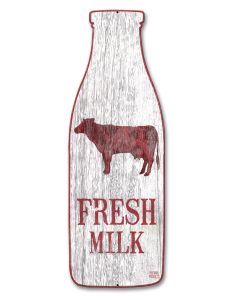 Fresh Milk Bottle Vintage Sign, Food & Drink, Metal Sign, Wall Art, 27 X 9 Inches