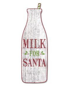 Milk For Santa Vintage Sign, Seasonal, Metal Sign, Wall Art, 29 X 9 Inches