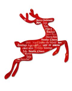 Christmas Reindeer Vintage Sign, Seasonal, Metal Sign, Wall Art, 20 X 20 Inches