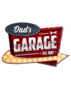 3-D Dad's Garage Vintage Sign, 3-D, Metal Sign, Wall Art, 23 X 15 Inches