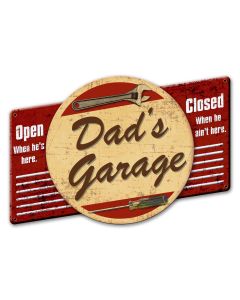3-D Dad's Garage, 3-D, Metal Sign, Wall Art, 22 X 16 Inches