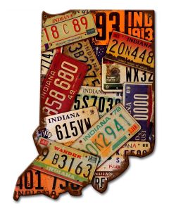 Indiana License Plates Vintage Sign, License Plates, Metal Sign, Wall Art, 10 X 13 Inches