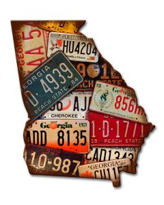 Georgia License Plates Vintage Sign, License Plates, Metal Sign, Wall Art, 10 X 12 Inches