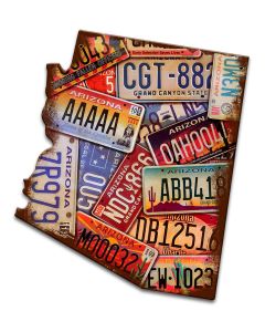 Arizona License Plates Vintage Sign, License Plates, Metal Sign, Wall Art, 11 X 12 Inches