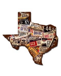 Texas License Plates Vintage Sign, License Plates, Metal Sign, Wall Art, 15 X 15 Inches