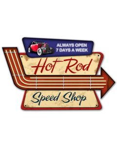 Hot Rod Speed Shop 3-D Vintage Sign, 3-D, Metal Sign, Wall Art, 23 X 15 Inches