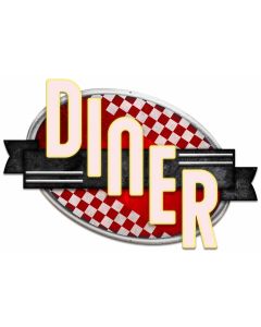 Diner Red Checkers, Food & Drink, Metal Sign, Wall Art, 36 X 24 Inches
