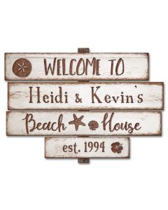 Beach House White Personalized, Home & Garden, Metal Sign, Wall Art, 18 X 13 Inches