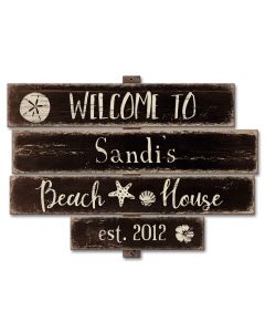 Beach House Black Personalized, Home & Garden, Metal Sign, Wall Art, 18 X 13 Inches