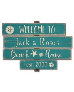 Beach House Blue Personalized, Home & Garden, Metal Sign, Wall Art, 18 X 13 Inches