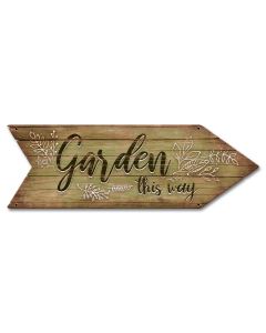 Garden This Way Vintage Sign, Home & Garden, Metal Sign, Wall Art, 18 X 6 Inches