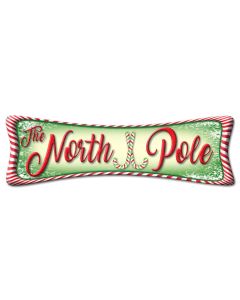 North Pole, Seasonal, Metal Sign, Wall Art, 28 X 9 Inches
