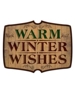 Warm Winter Wishes, Seasonal, Metal Sign, Wall Art, 22 X 17 Inches