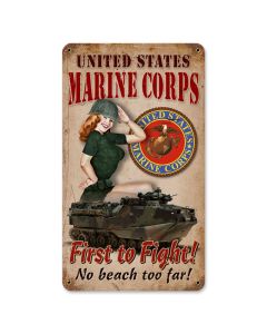 MARINE CORPS, Military, Metal Sign, Wall Art, 8 X 14 Inches