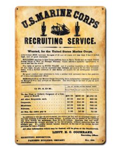 US Marine Corps Recruiting, Military, Metal Sign, Wall Art, 12 X 18 Inches