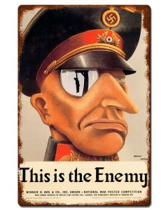 This Is The Enemy Vintage, Patriotic, Metal Sign, Wall Art, 16 X 24 Inches