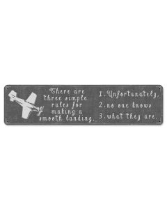 Rules For Making A Smooth Landing, Aviation, Metal Sign, Wall Art, 20 X 5 Inches